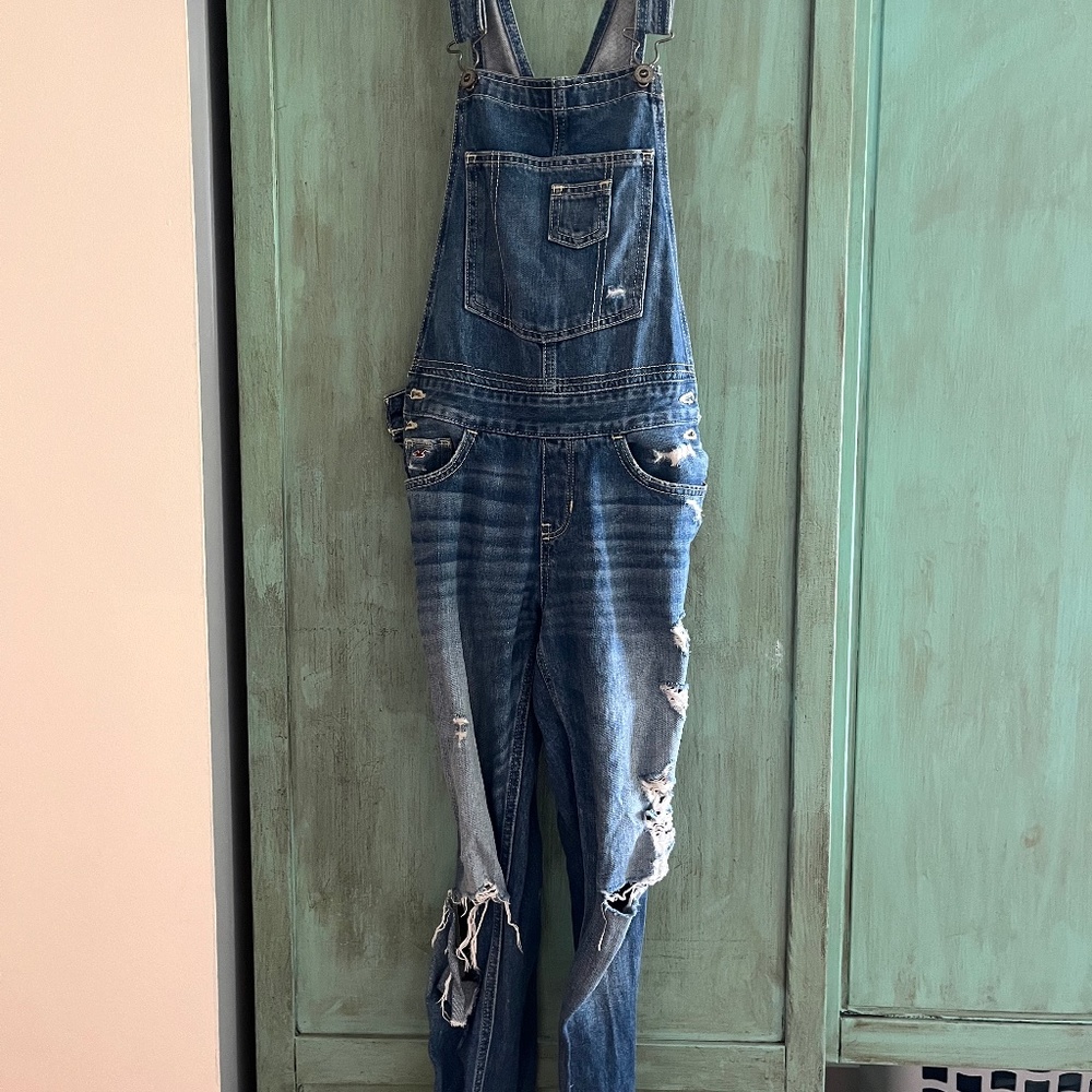 American Eagle Ripped Skinny Overalls